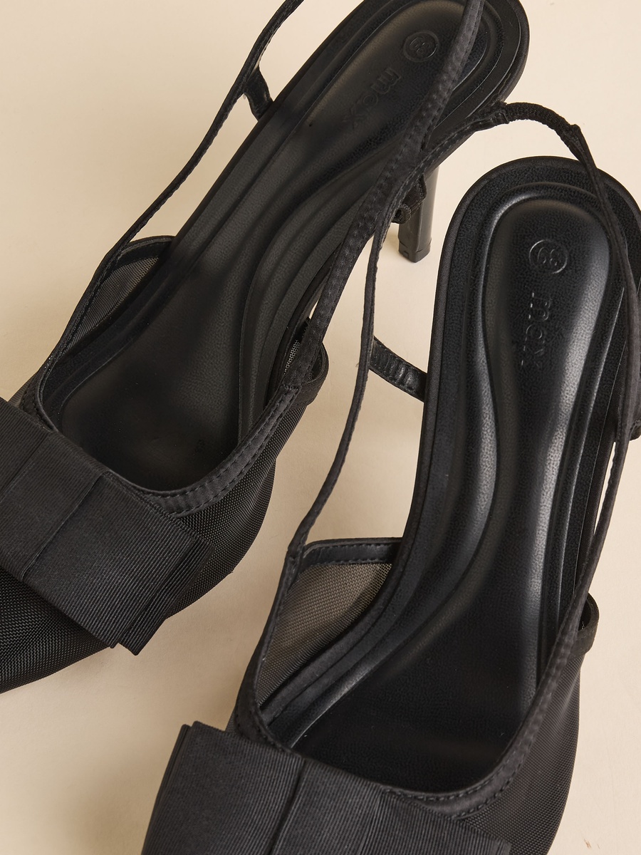 Bow Trim Stiletto Heel Slingback Shoes