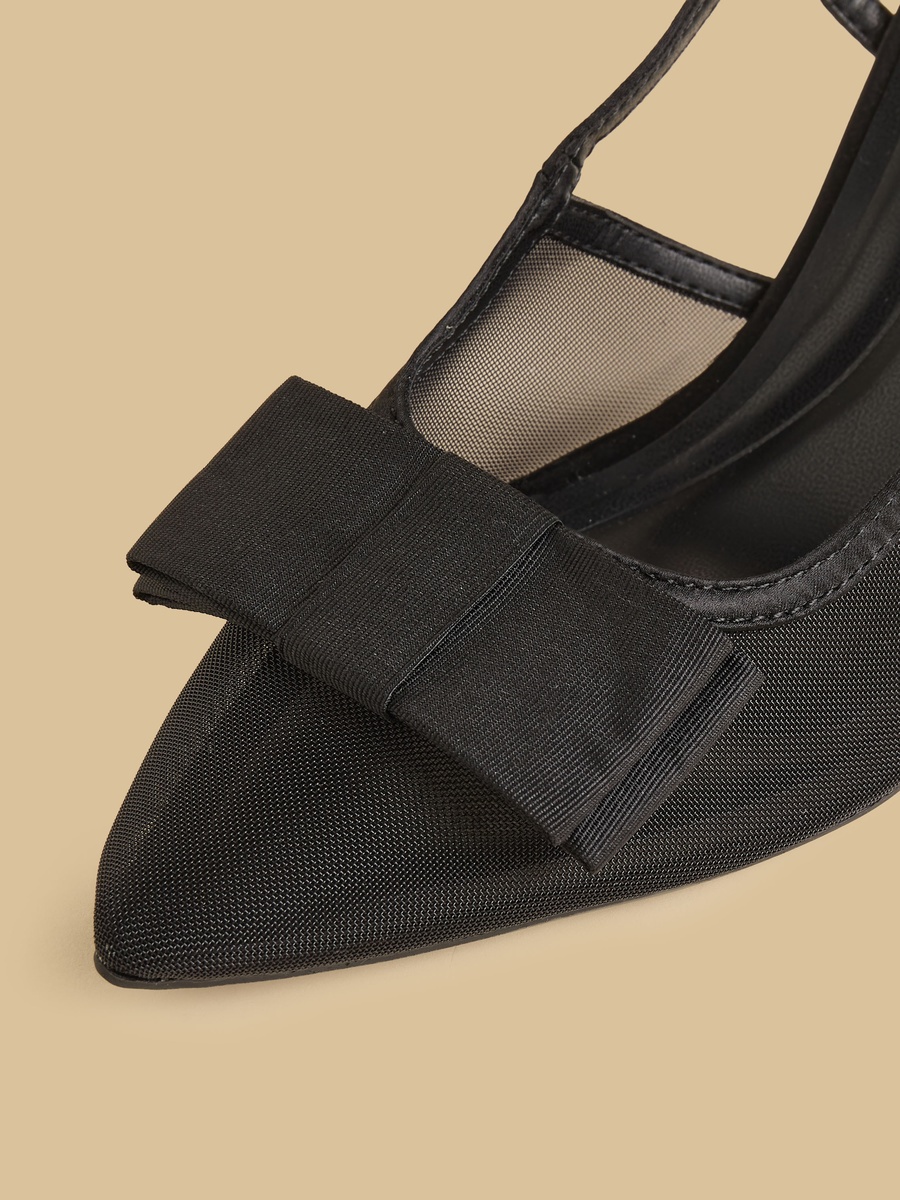 Bow Trim Stiletto Heel Slingback Shoes