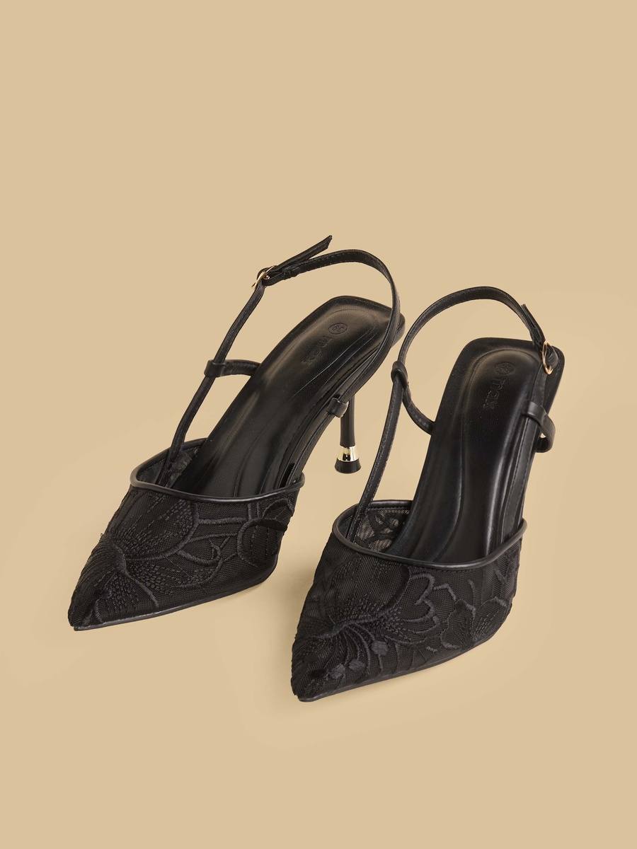 Floral Embroidered Stiletto Heel Shoes