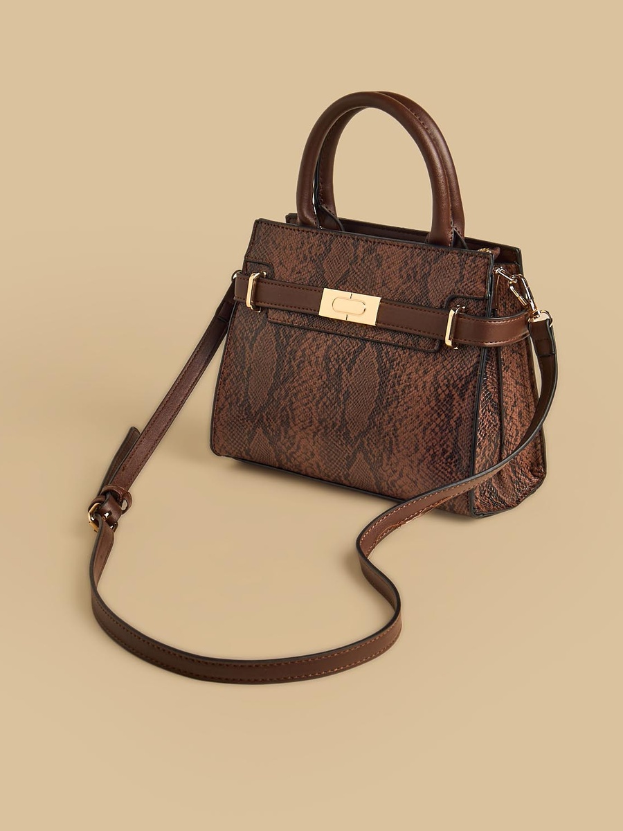 Textured Tote Bag with Detachable Strap
