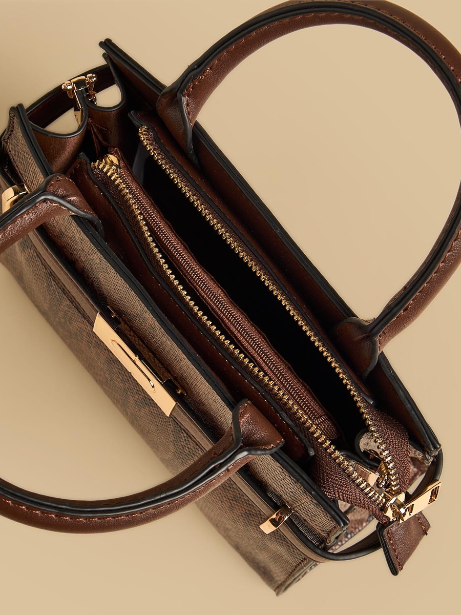 Textured Tote Bag with Detachable Strap