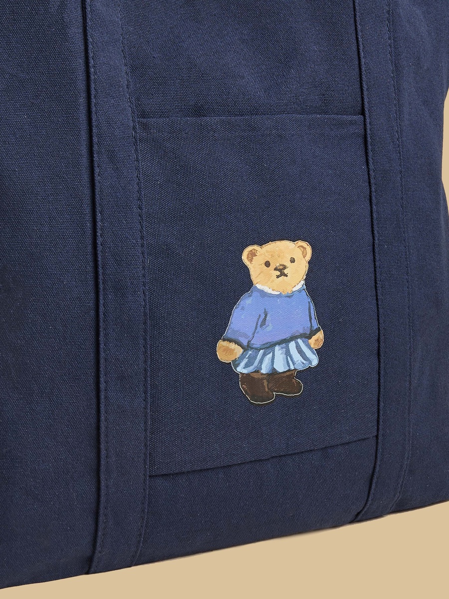 Teddy Bear Print Shopper Bag with Double Handle