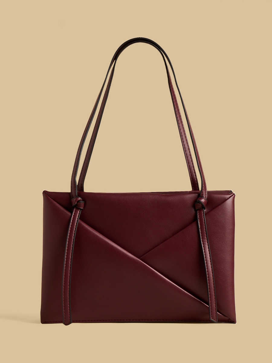 Asymmetric Panel Tote Bag with Double Handle
