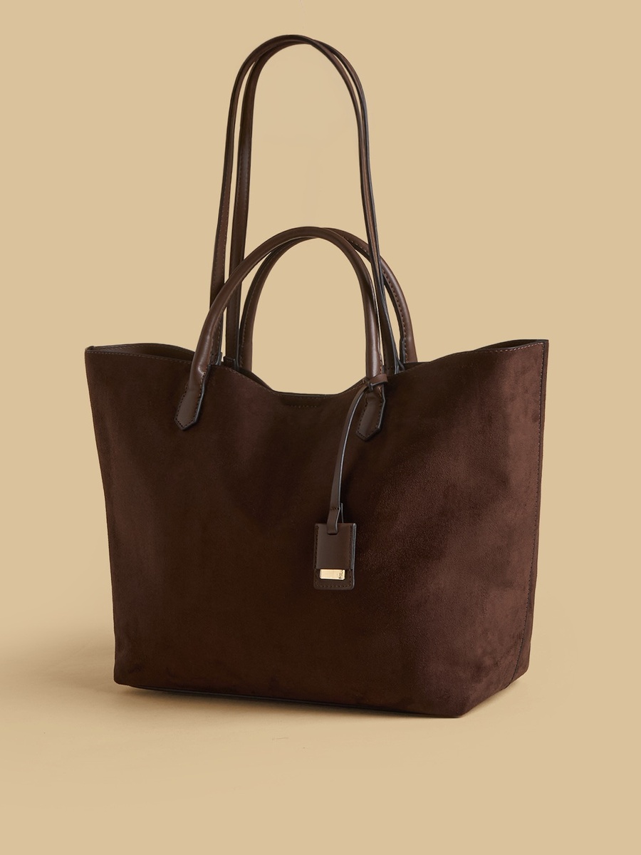 Textured Tote Bag with Button Closure