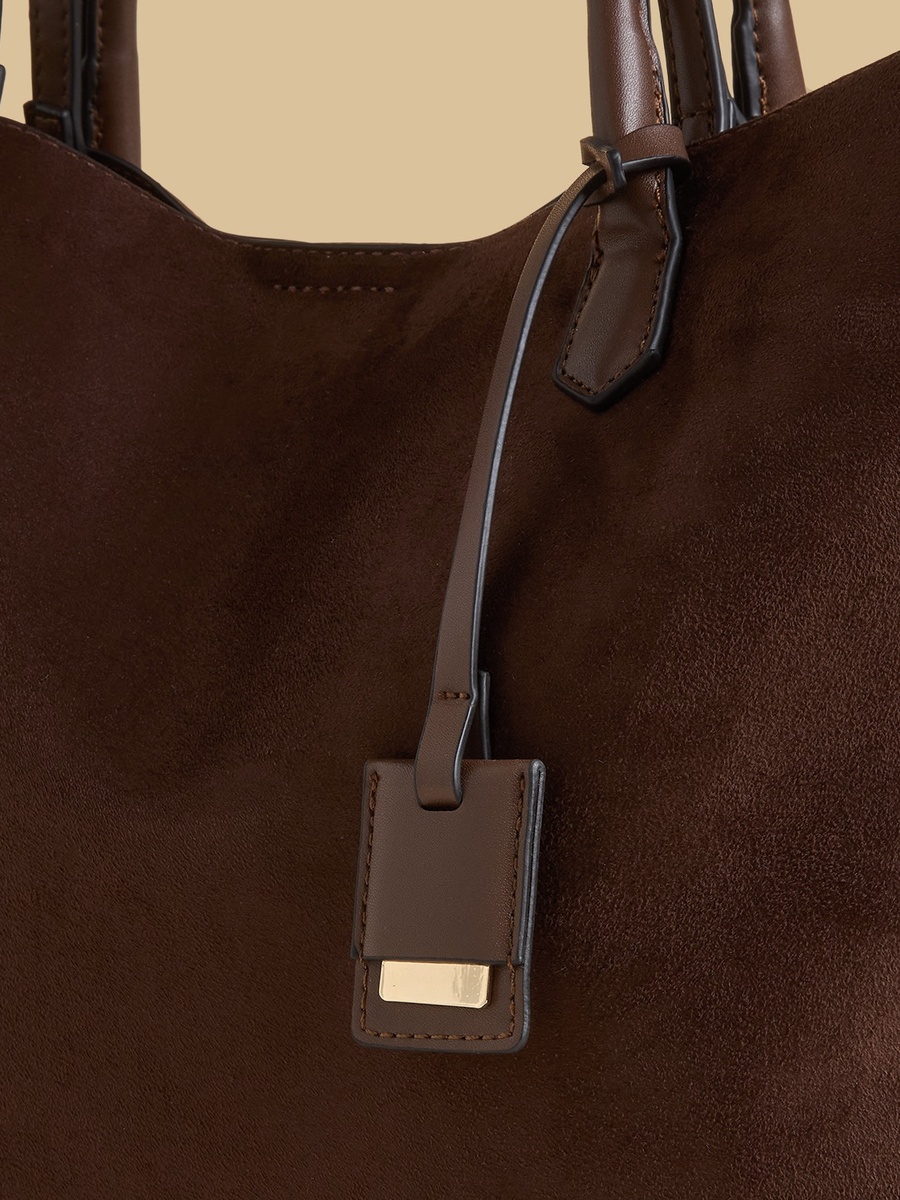 Textured Tote Bag with Button Closure