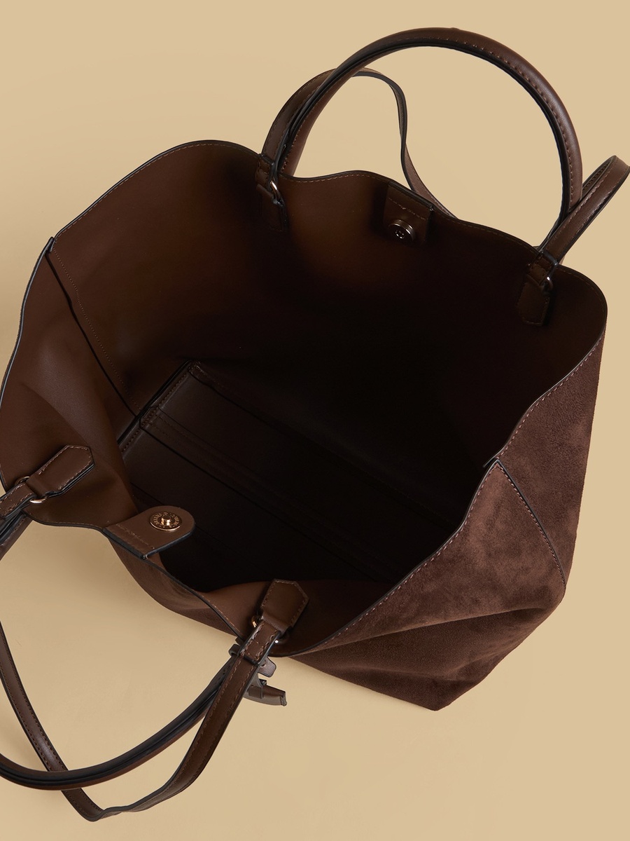 Textured Tote Bag with Button Closure