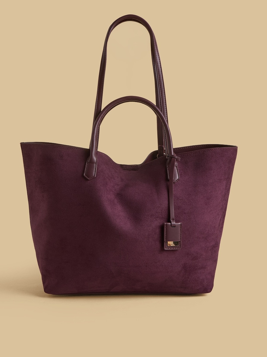 Textured Tote Bag with Button Closure
