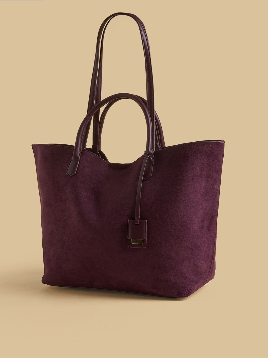 Textured Tote Bag with Button Closure