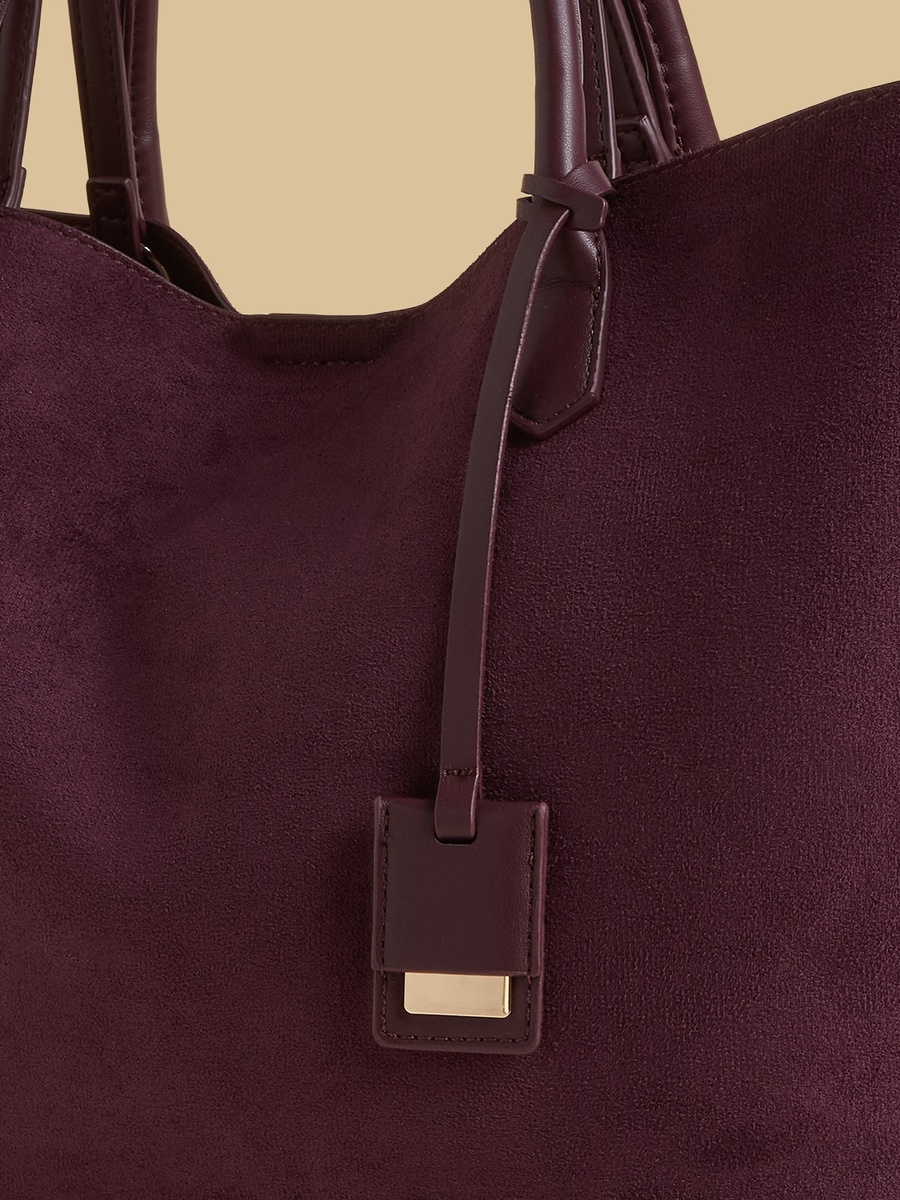 Textured Tote Bag with Button Closure