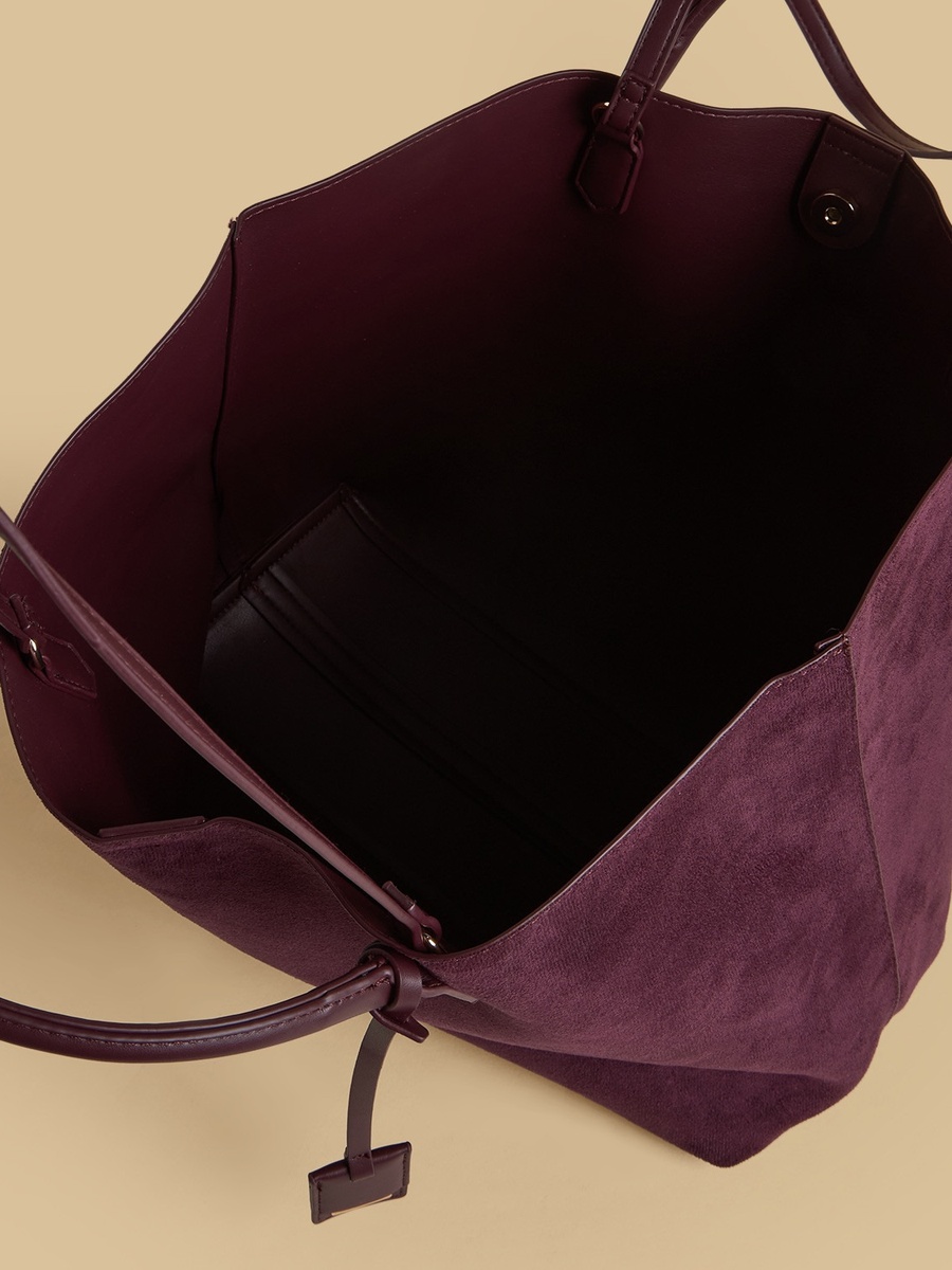 Textured Tote Bag with Button Closure