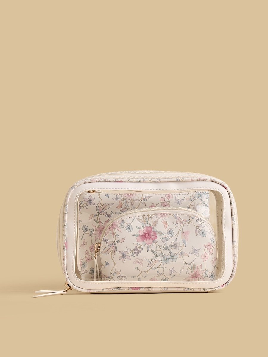 Floral Print 3-Piece Pouch Set