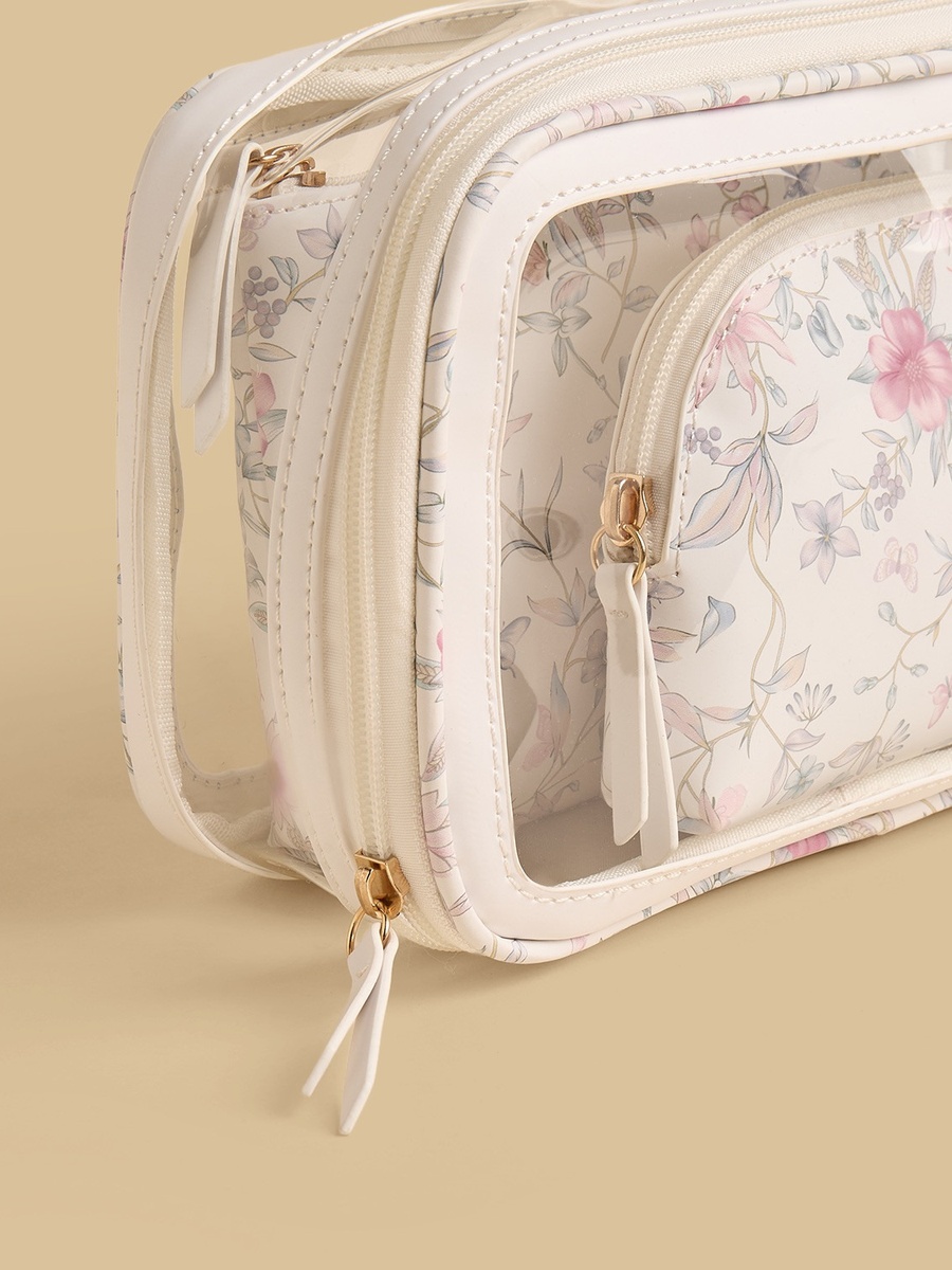 Floral Print 3-Piece Pouch Set