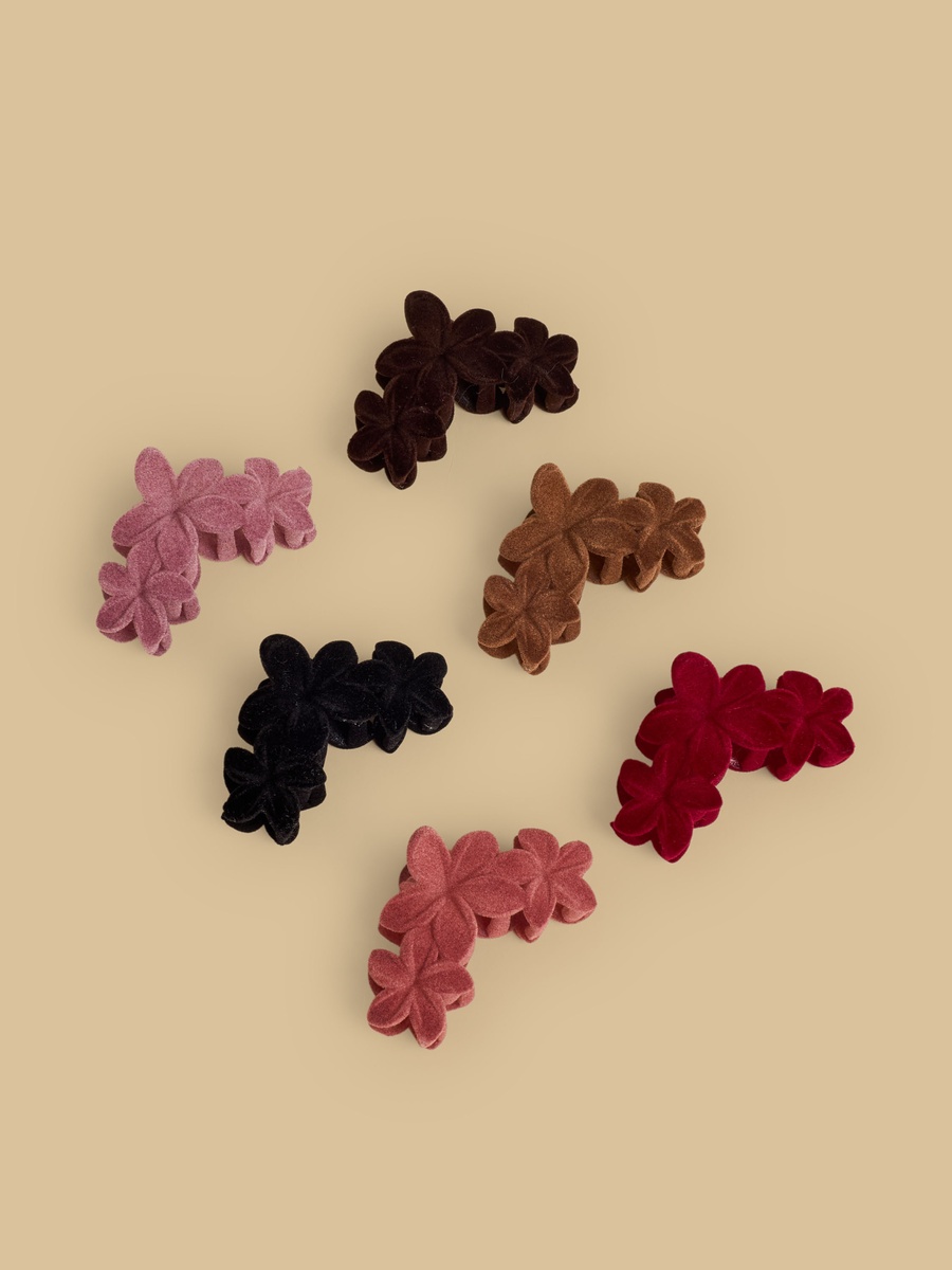 Pack of 6 - Floral Accent Hair Clamp