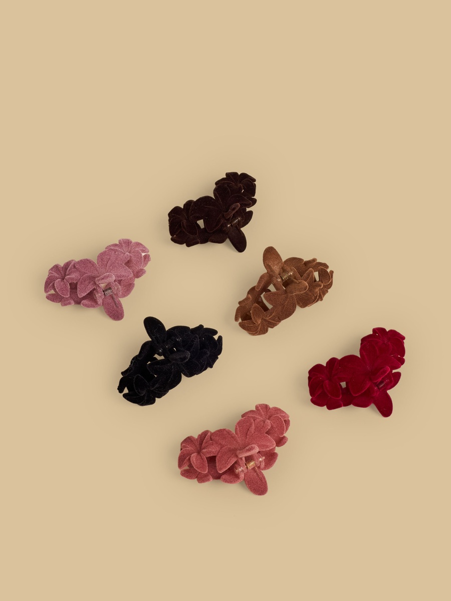 Pack of 6 - Floral Accent Hair Clamp