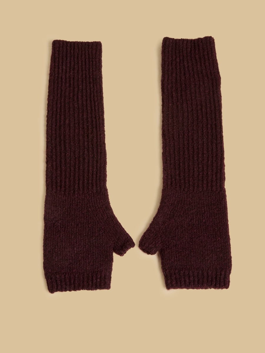 Ribbed Pom Pom Beanie Cap with Fingerless Gloves