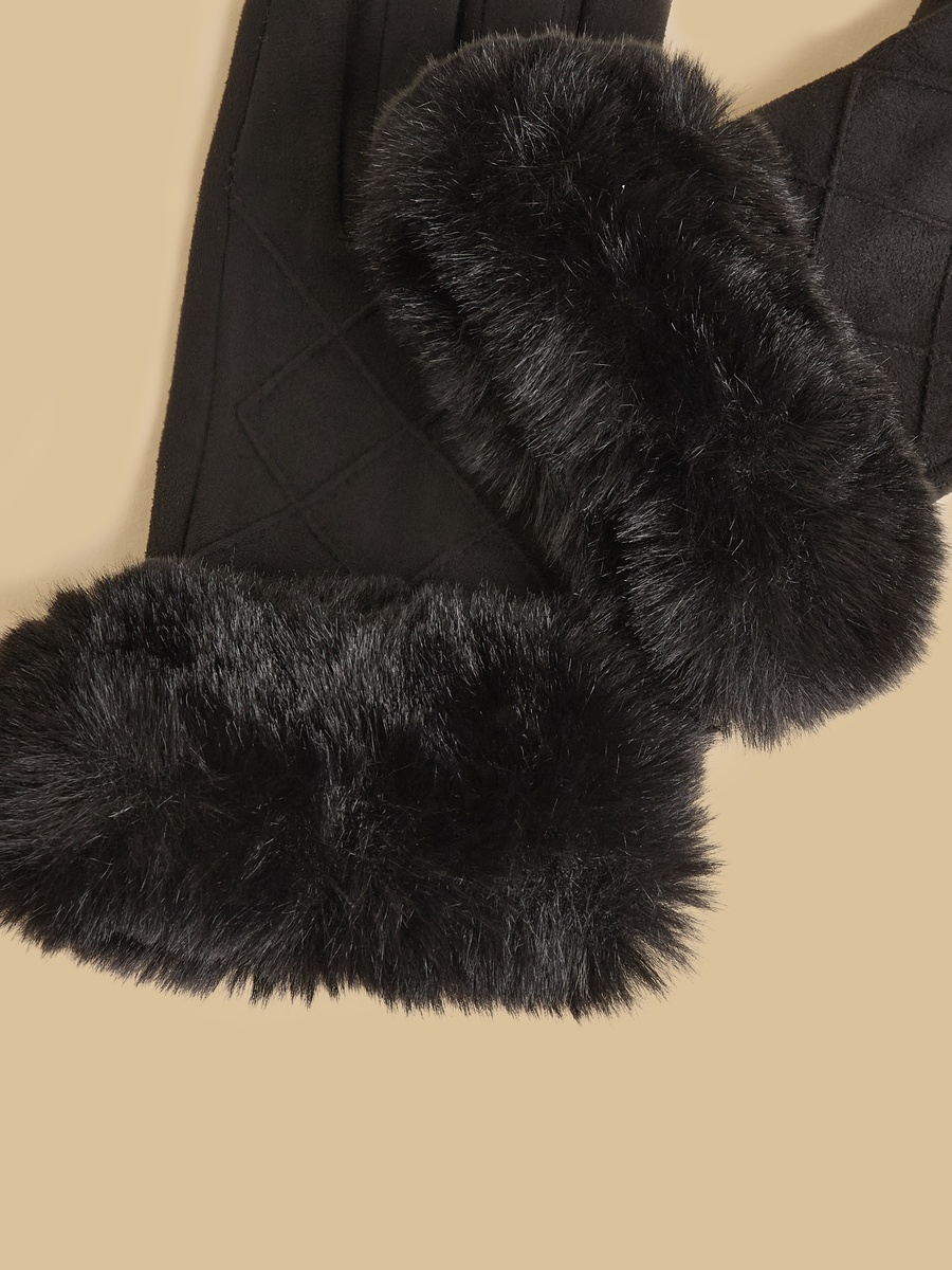 Faux Fur Trim Gloves