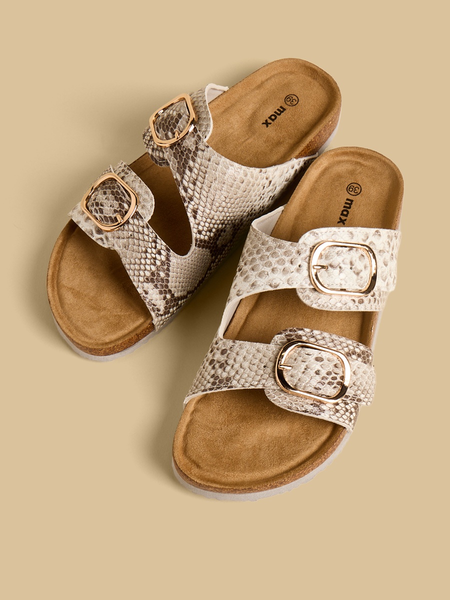 Buckle Accent Slip-On Sandals