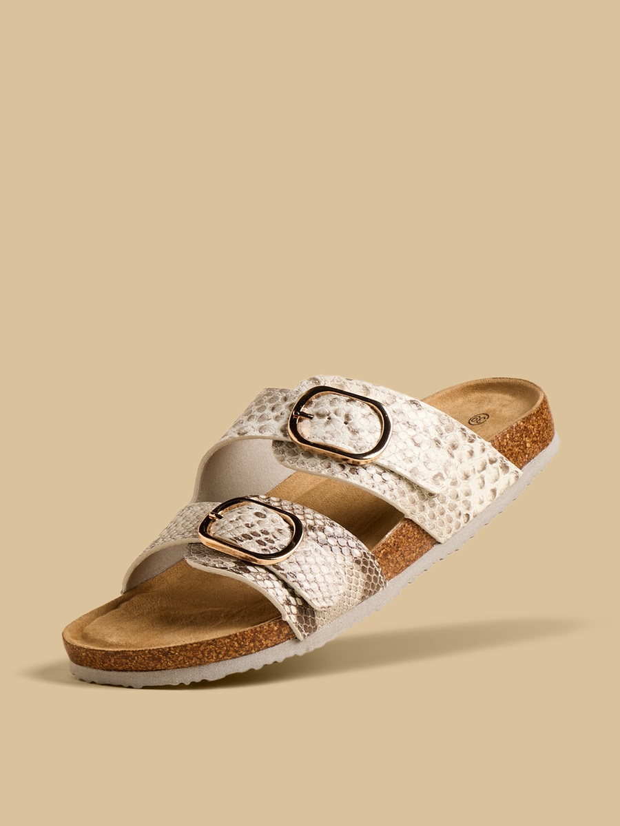 Buckle Accent Slip-On Sandals