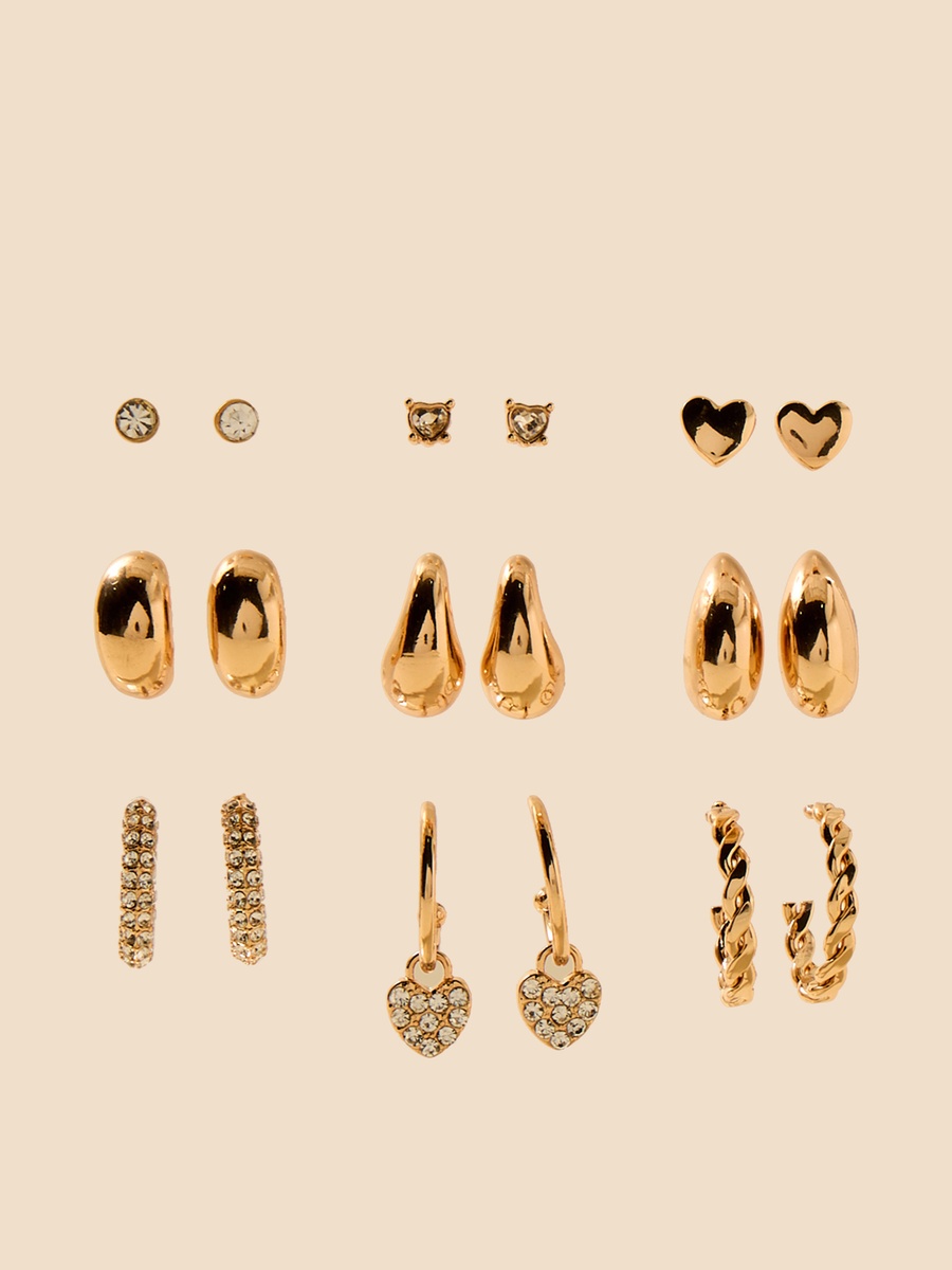Pack of 9 - Assorted Earrings with Pushback Closure