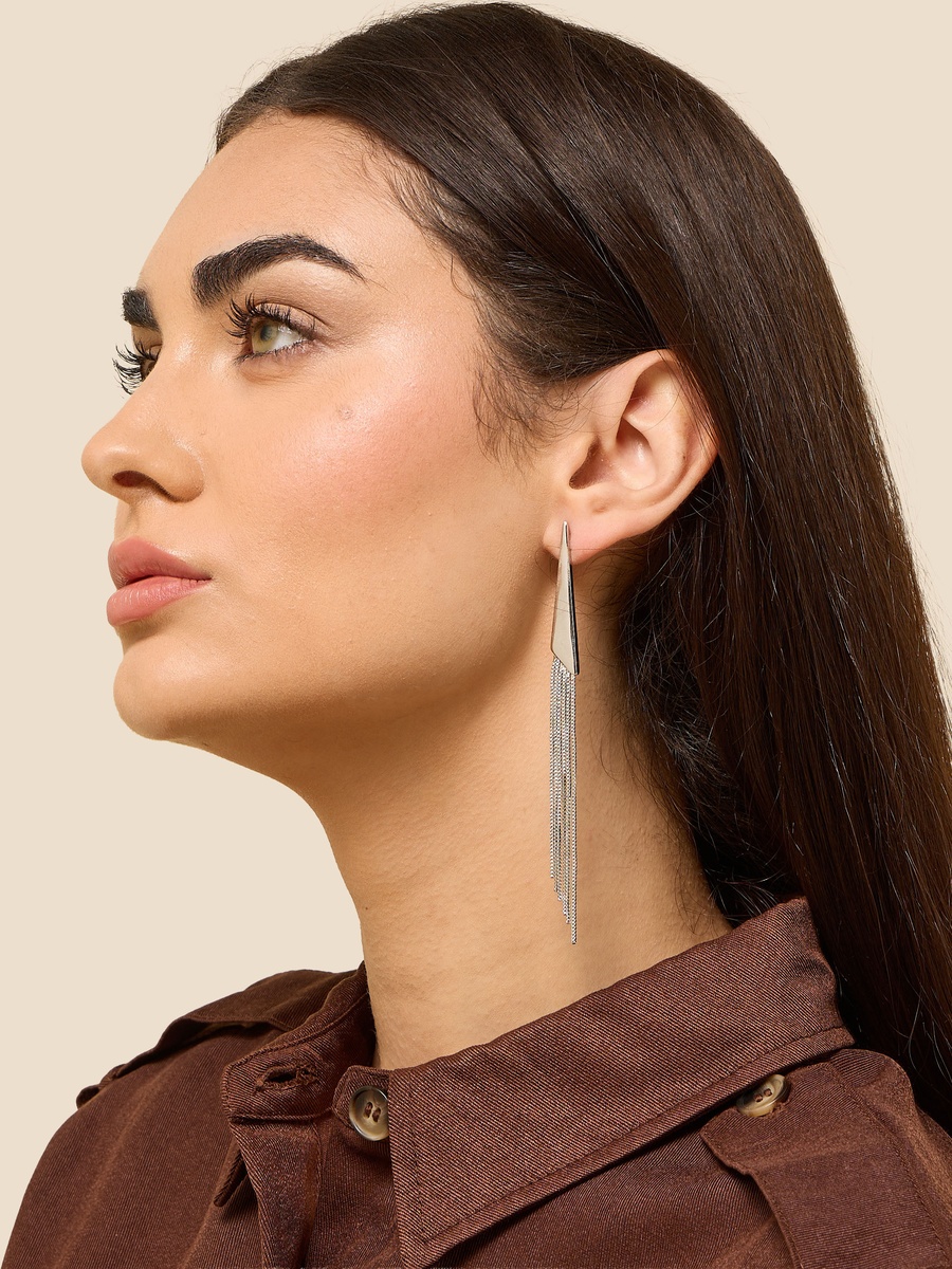 Tassel Detail Dangler Earrings with Pushback Closure