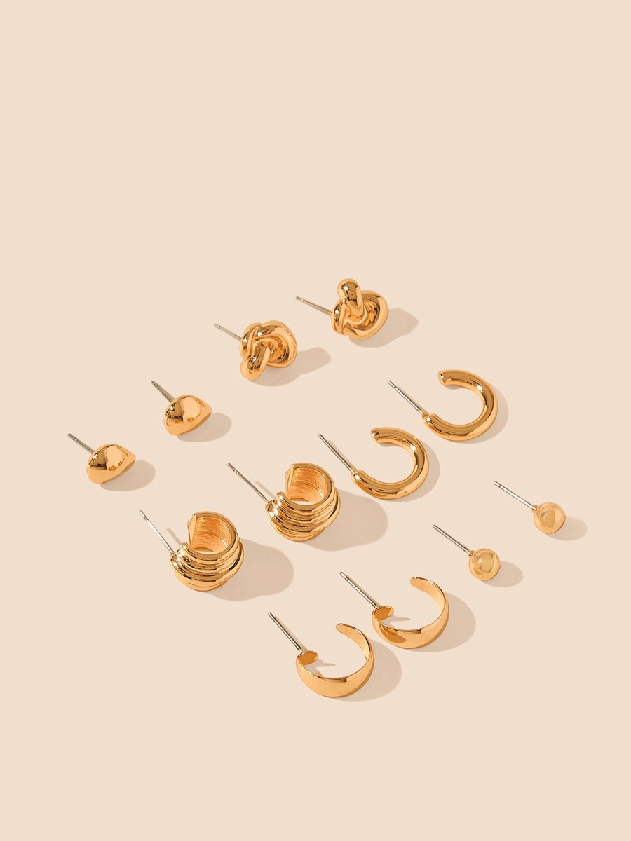 Pack of 6 - Metallic Earrings with Pushback Closure