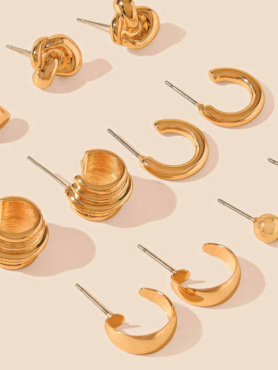 Pack of 6 - Metallic Earrings with Pushback Closure