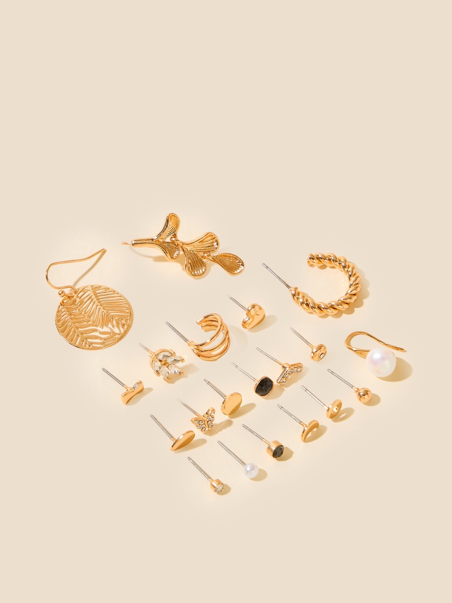 Pack of 20 - Assorted Metallic Earrings with Pushback Closure