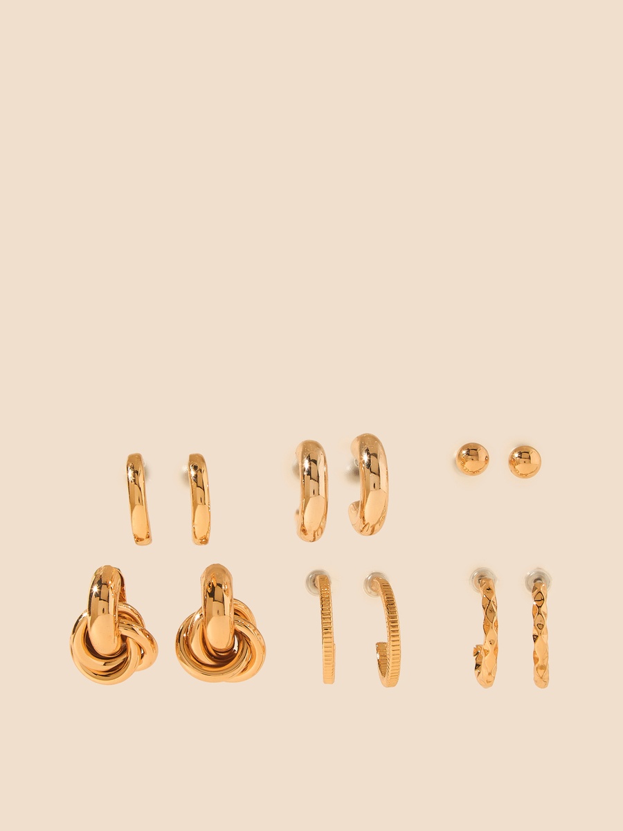 Pack of 6 - Metallic Earrings with Pushback Closure
