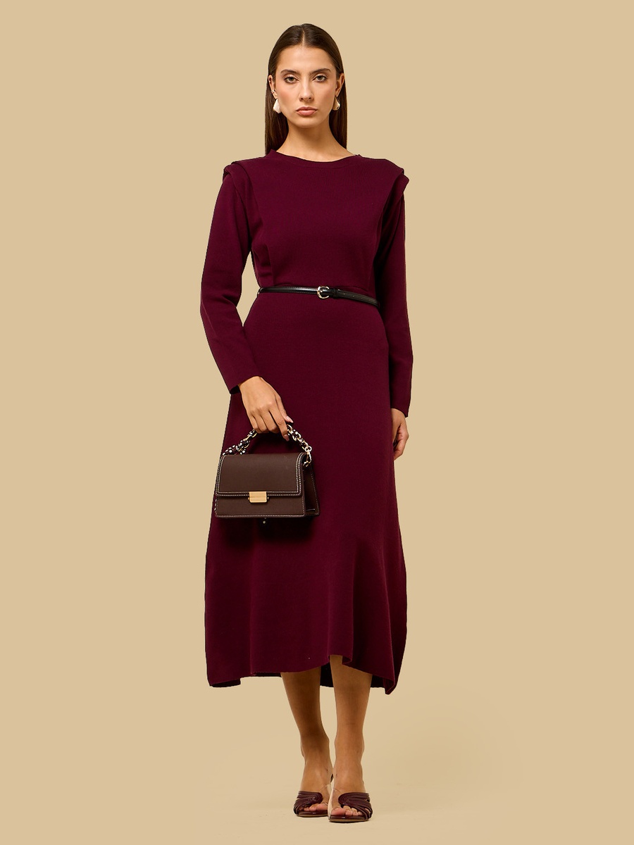 Textured Dress with Shoulder Pad