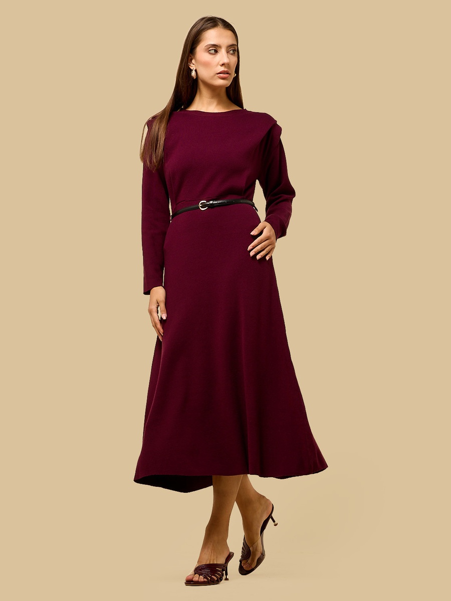 Textured Dress with Shoulder Pad