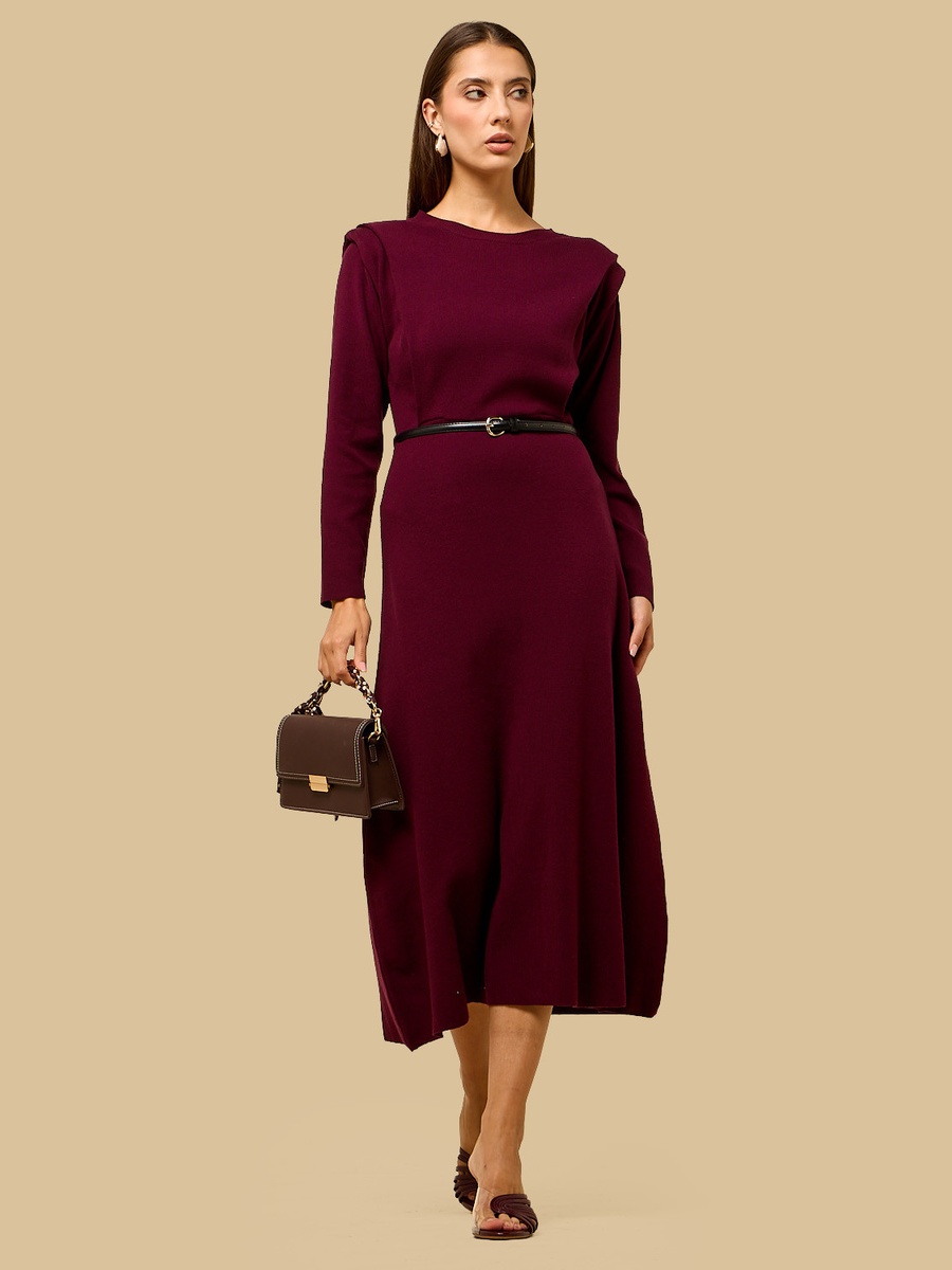 Textured Dress with Shoulder Pad