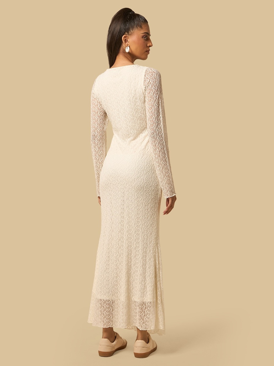 Lace Maxi Dress with V Neck
