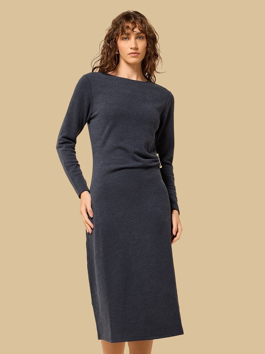 Metal Accent Midi Dress