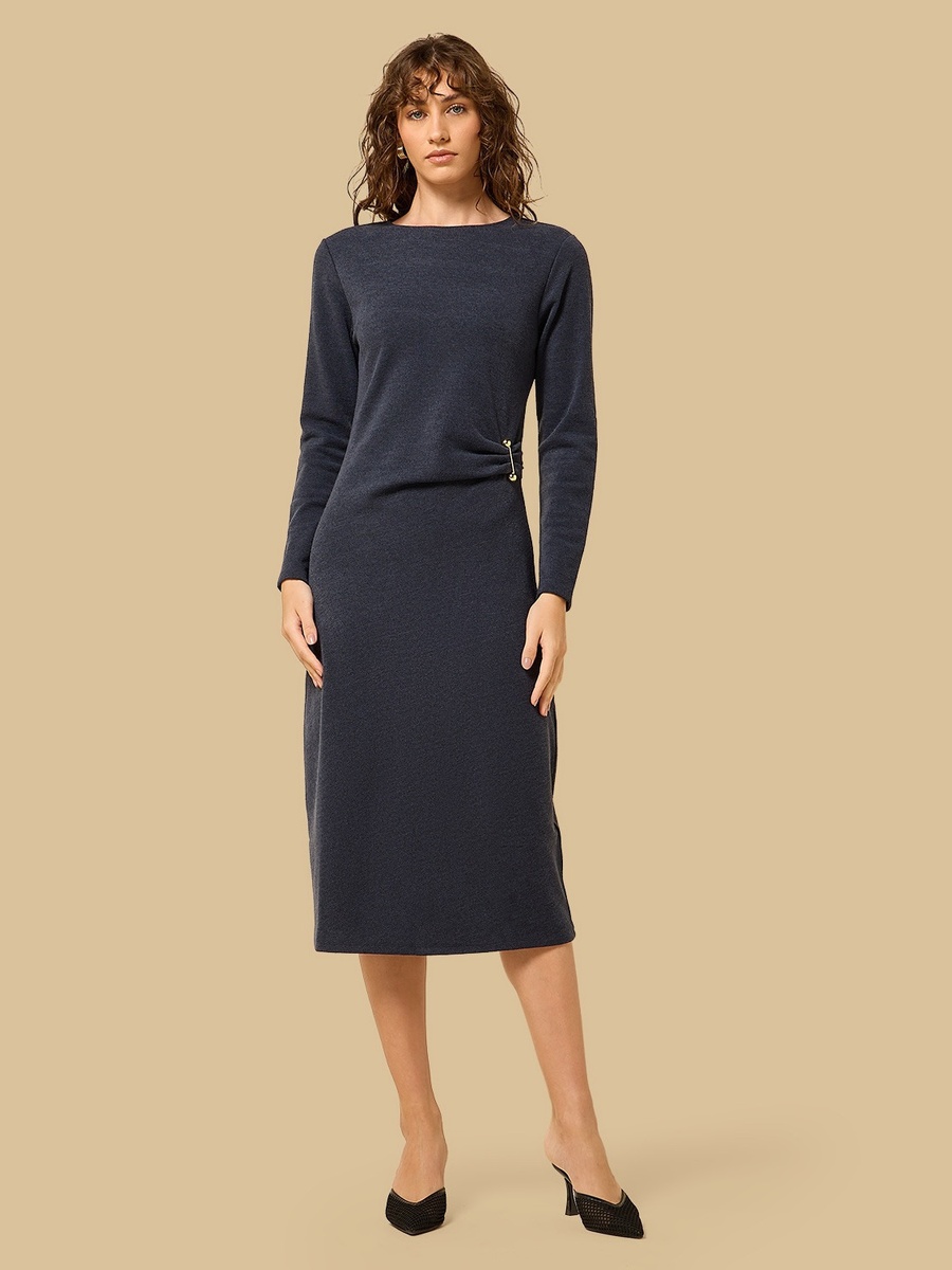 Metal Accent Midi Dress
