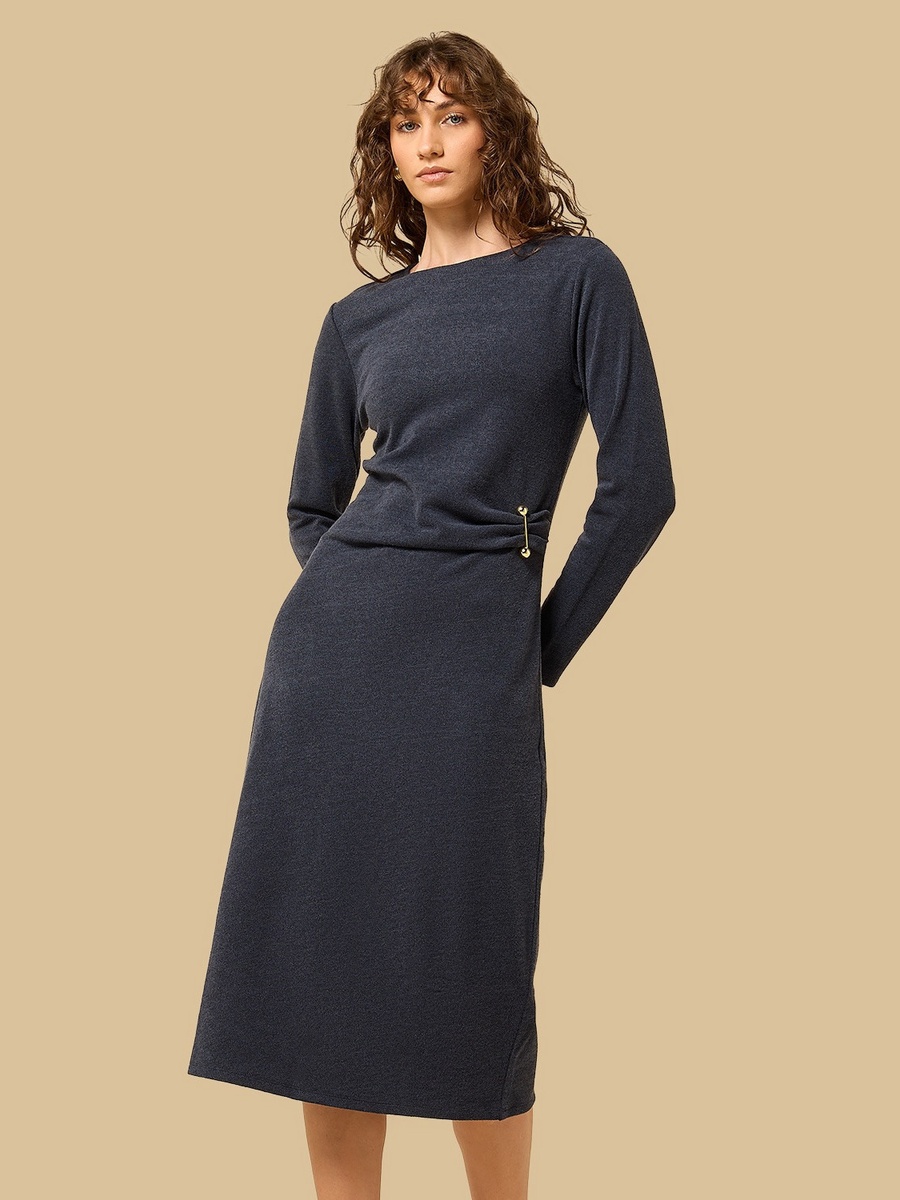 Metal Accent Midi Dress
