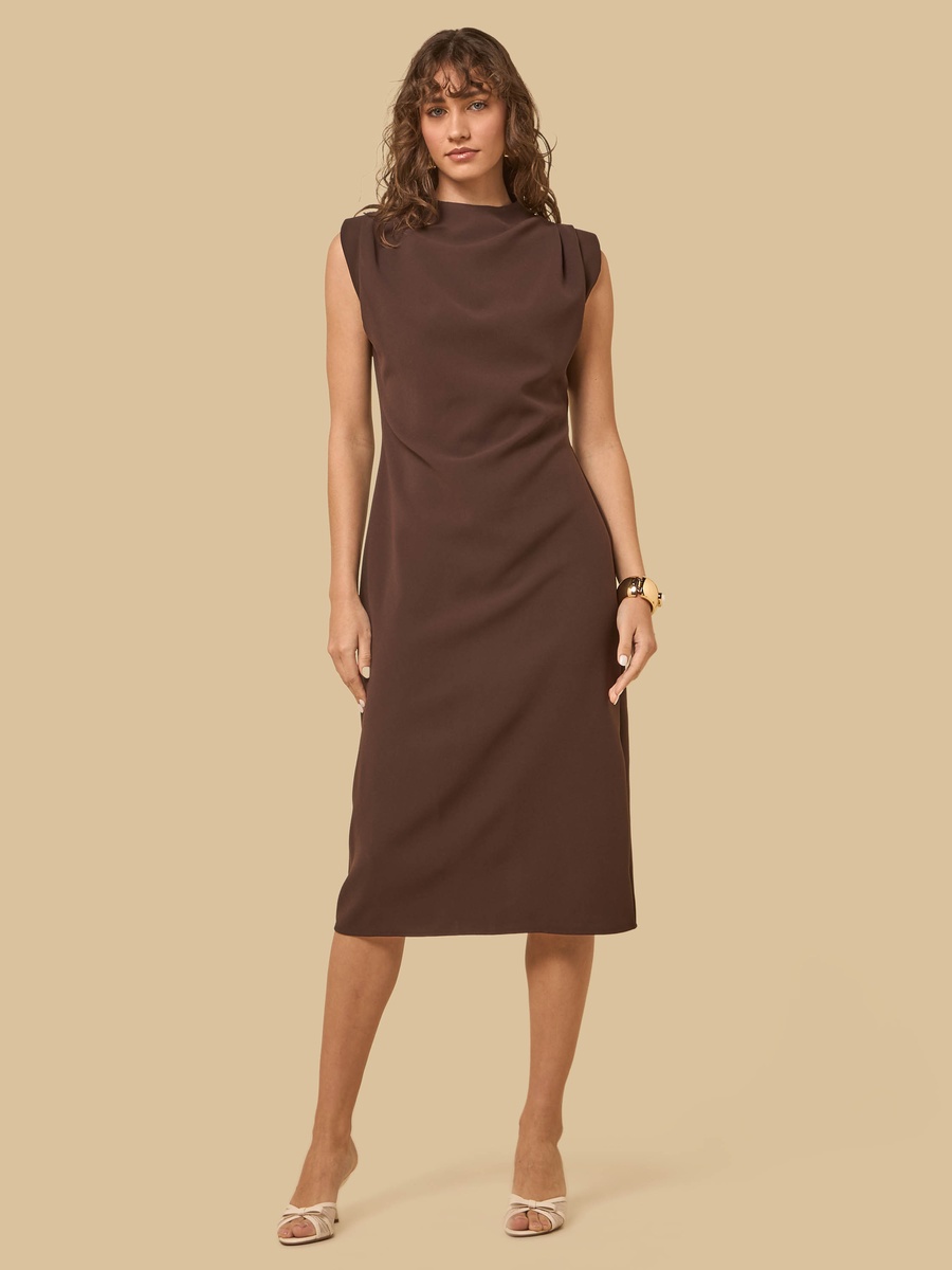 Draped Midi Dress with Slit