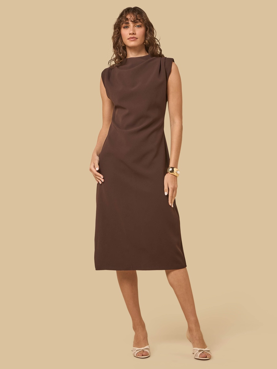 Draped Midi Dress with Slit