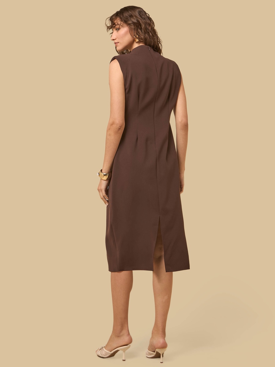 Draped Midi Dress with Slit