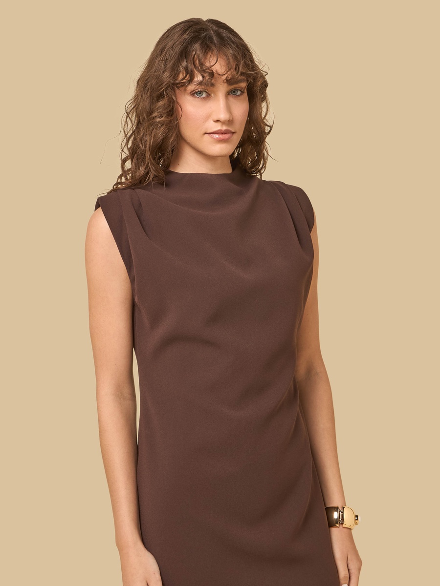 Draped Midi Dress with Slit