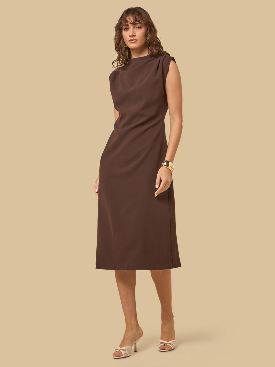 Draped Midi Dress with Slit