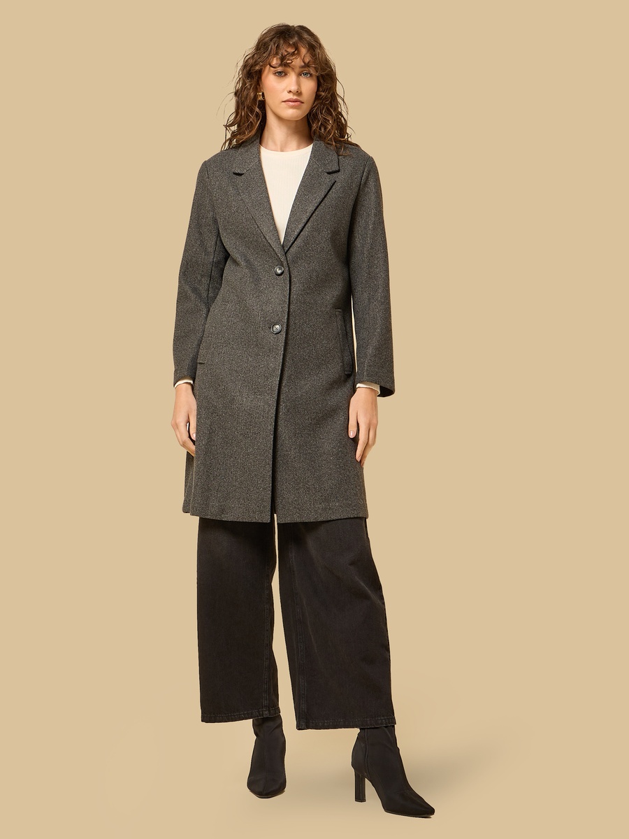 Button Detail Melton Trench Coat