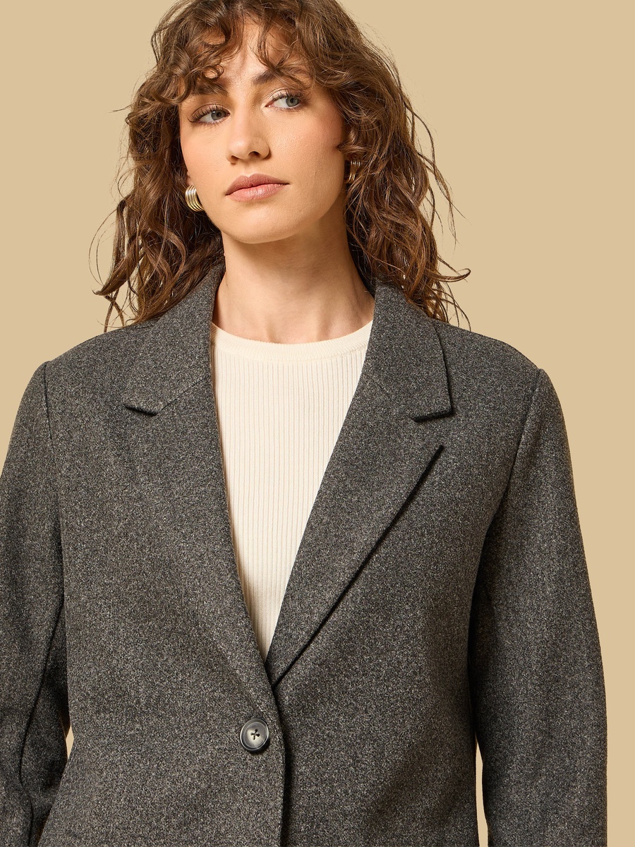 Button Detail Melton Trench Coat