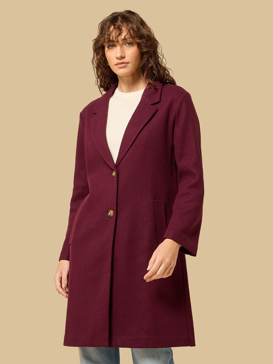 Button Detail Melton Trench Coat