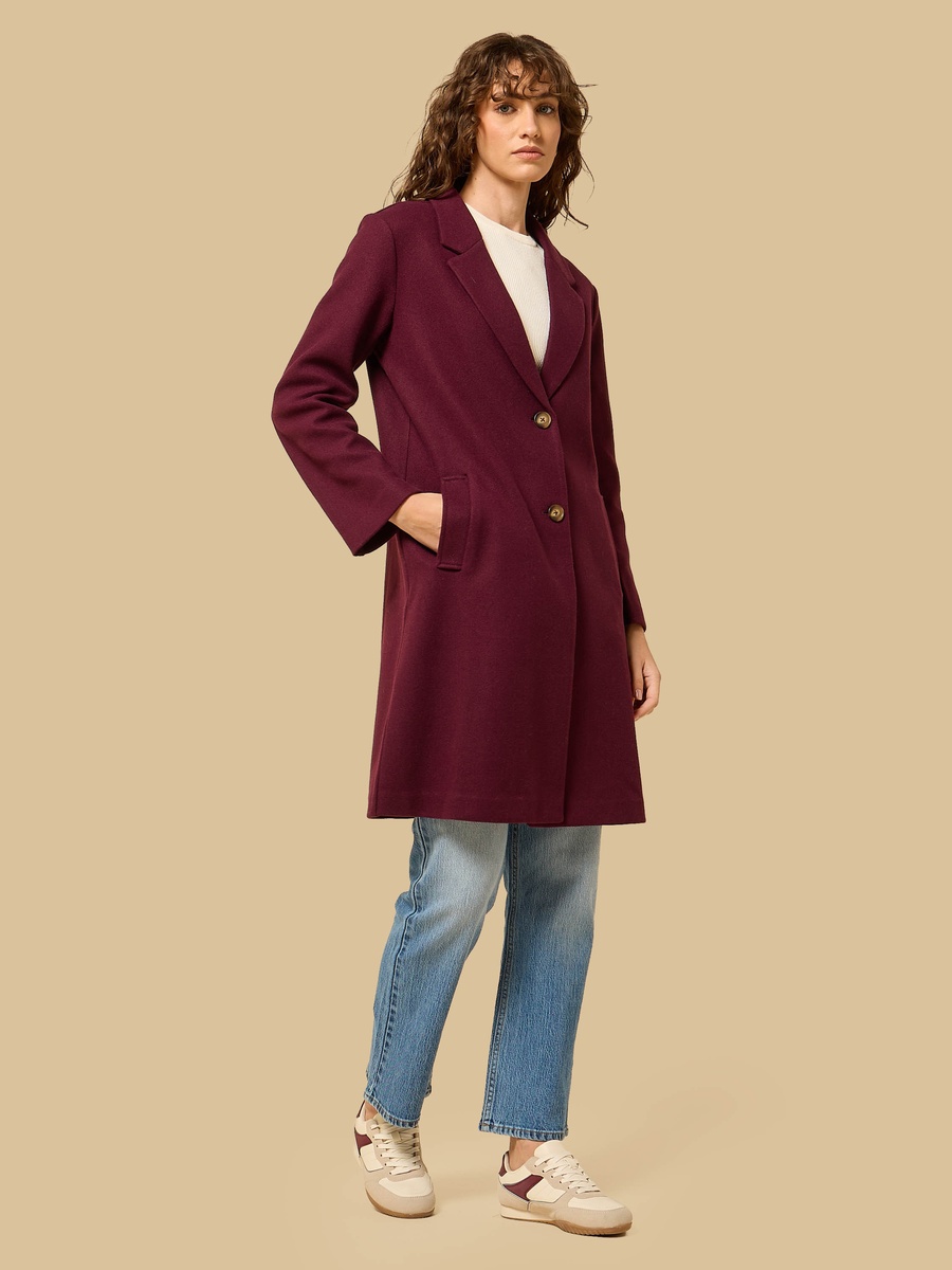 Button Detail Melton Trench Coat
