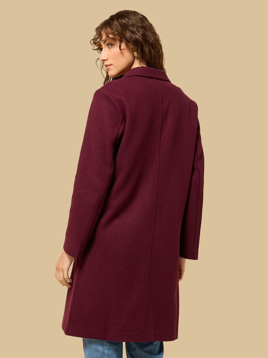 Button Detail Melton Trench Coat