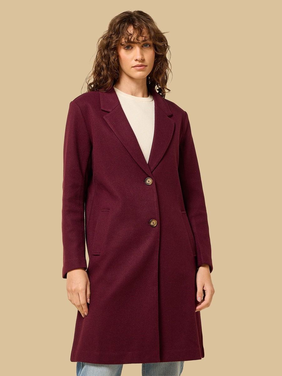Button Detail Melton Trench Coat