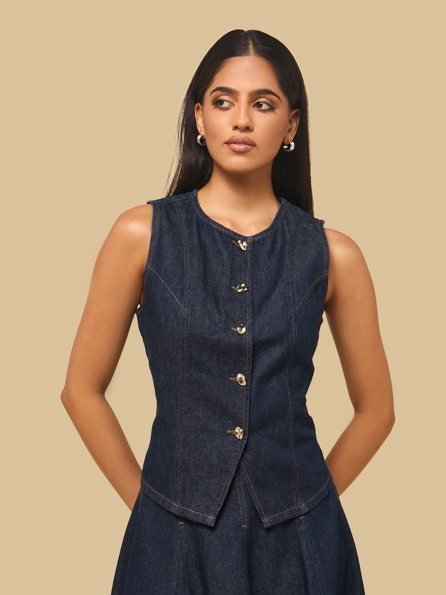 Panelled Denim Waistcoat