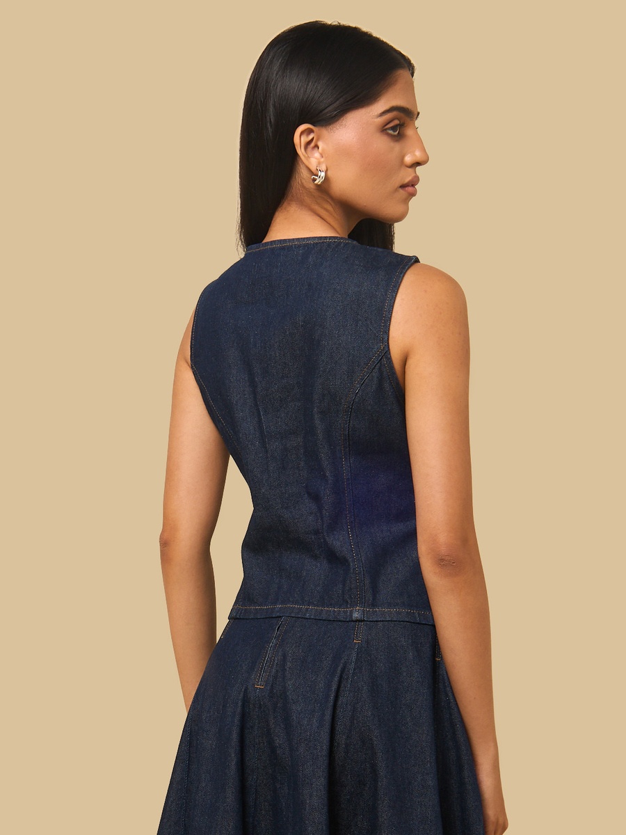 Panelled Denim Waistcoat