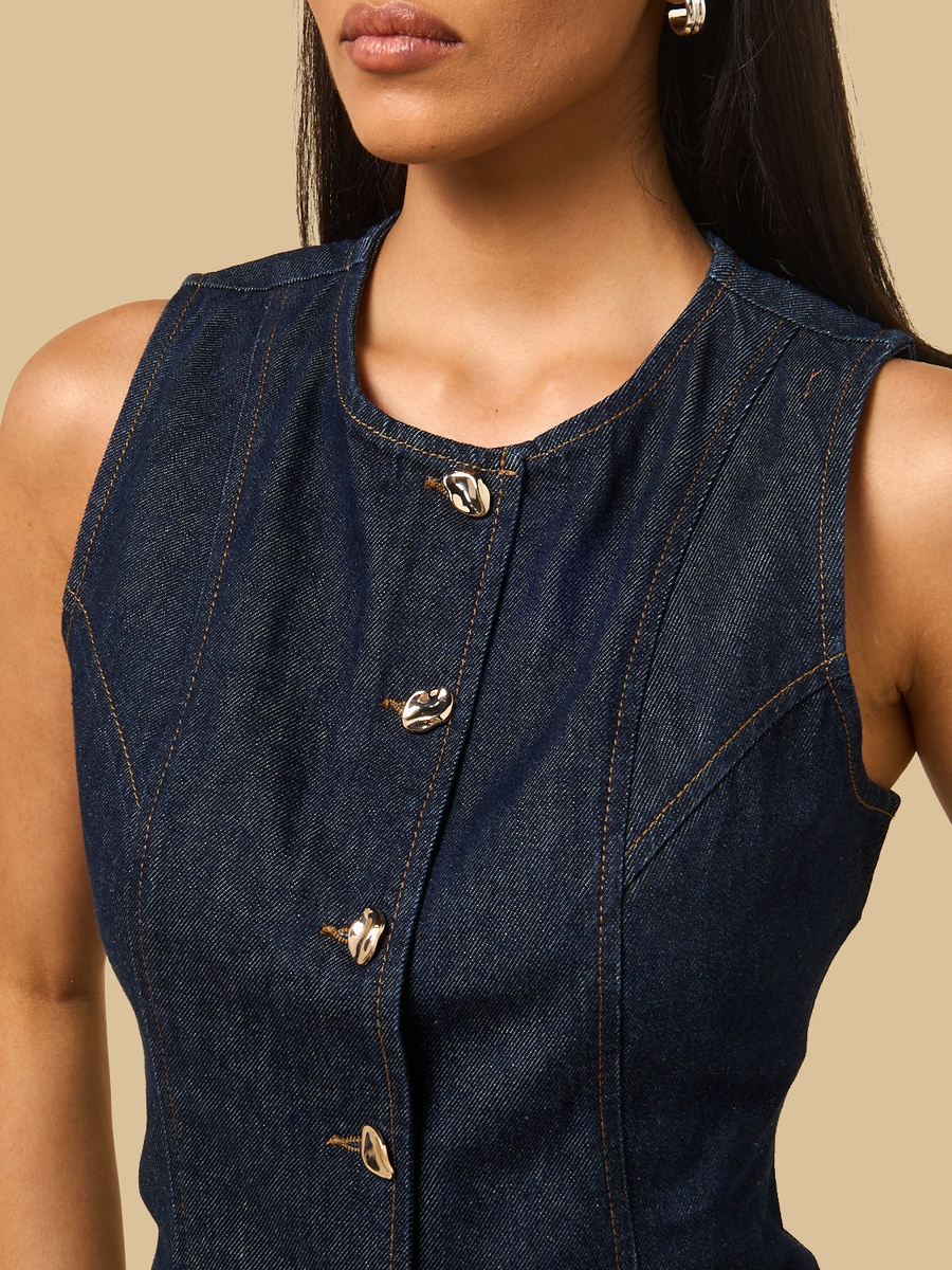 Panelled Denim Waistcoat