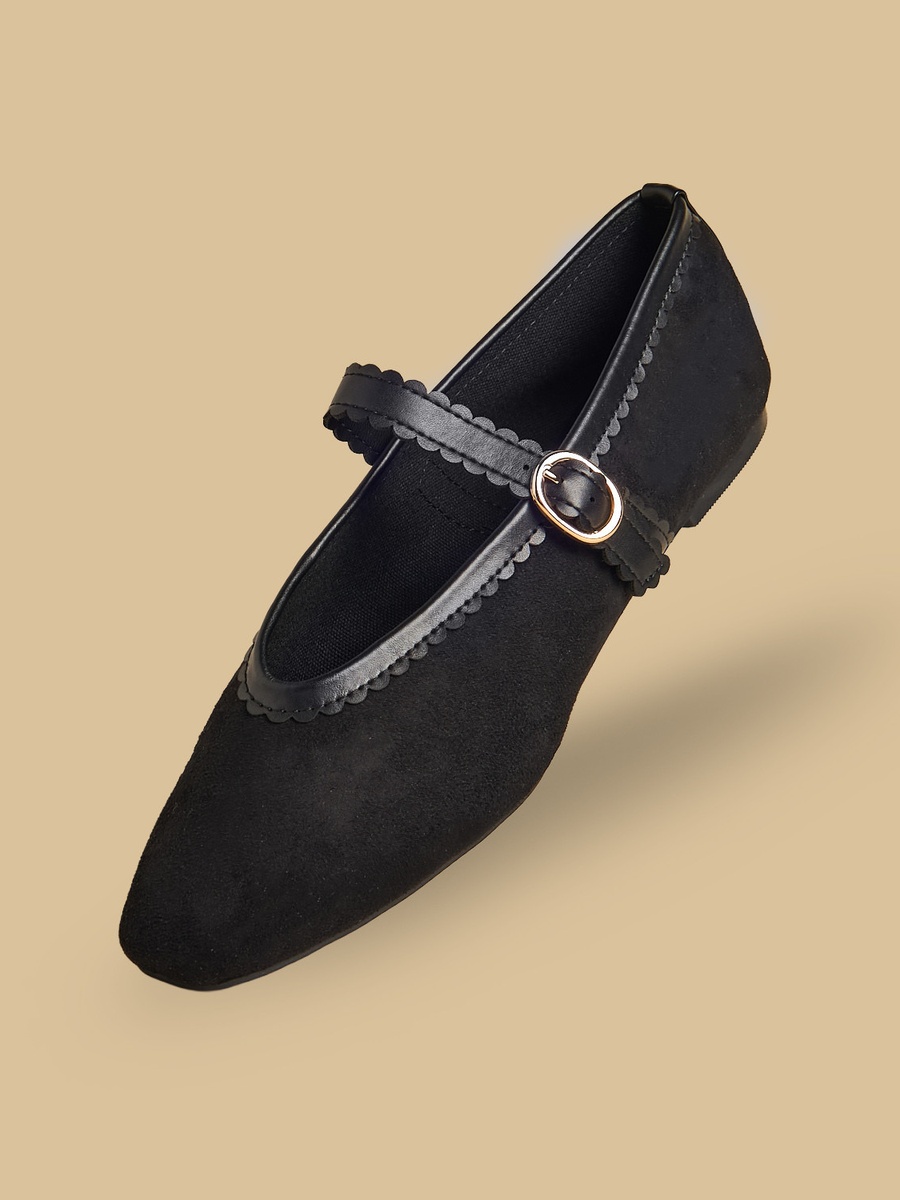 Textured Mary Jane Shoes with Buckle Closure